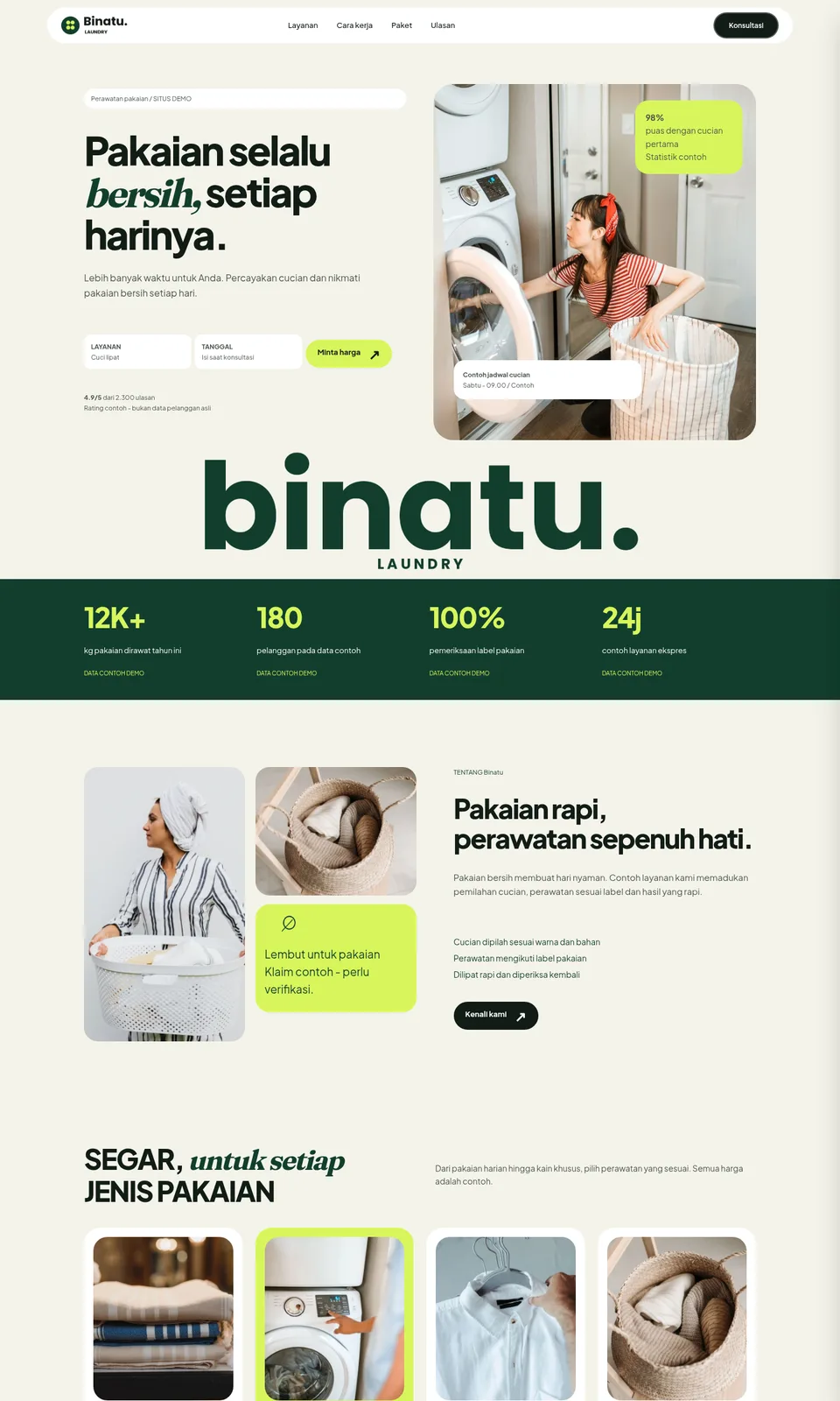 Pratinjau desain Binatu