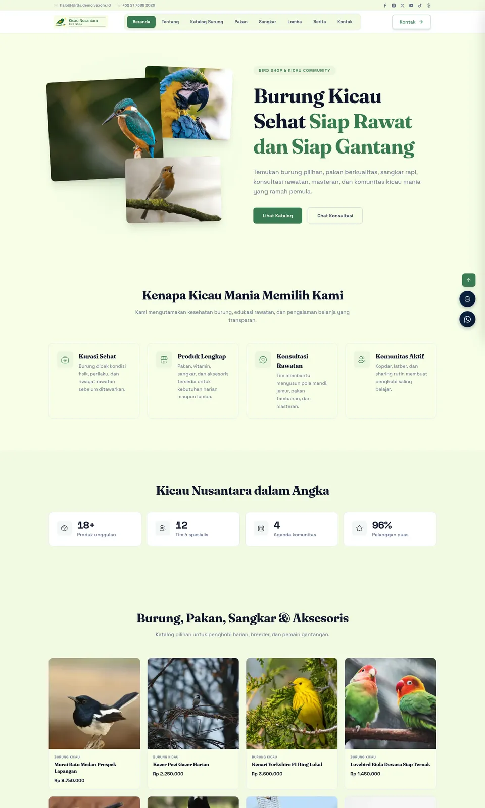 Pratinjau desain Kicau Nusantara Bird Shop