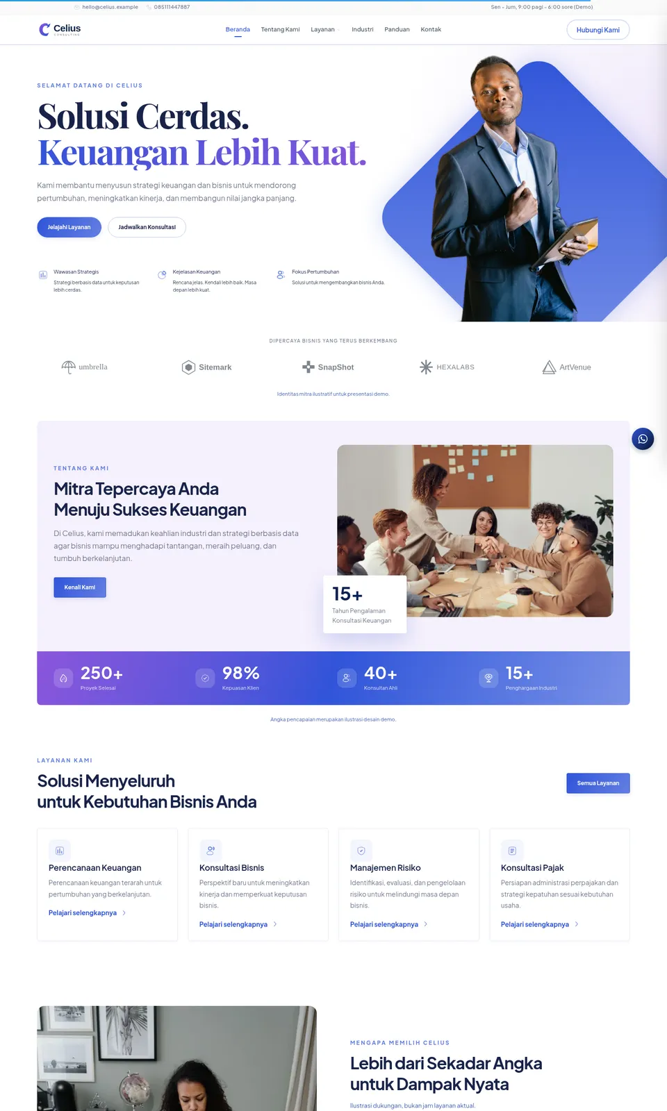 Pratinjau desain Celius Consulting