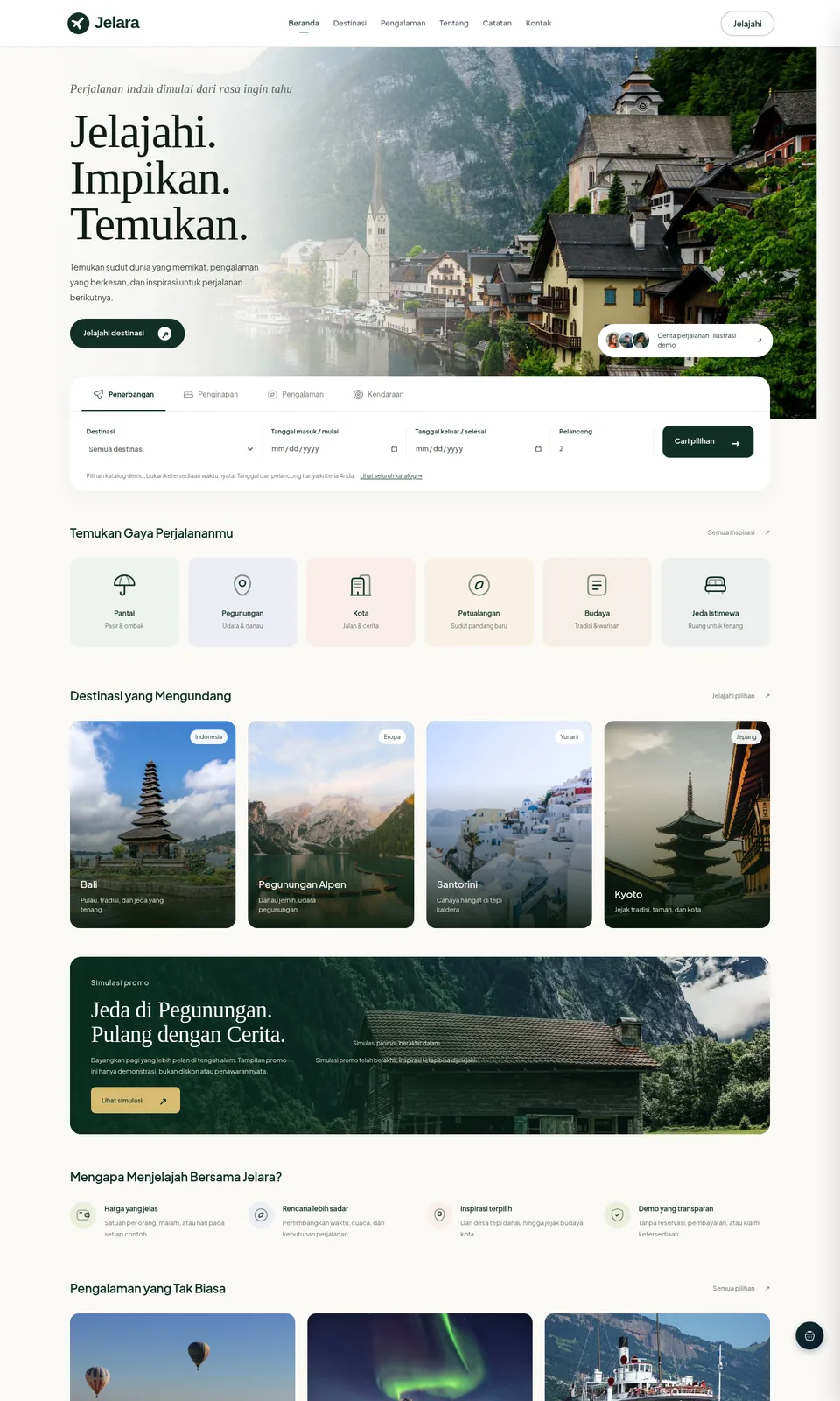 Pratinjau desain Jelara Travel
